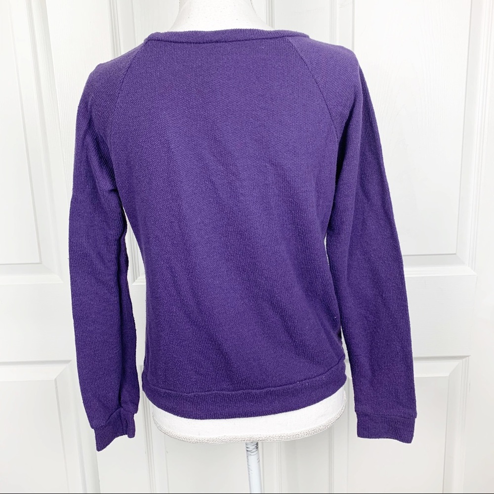 Paper Crane Sweater Women Small Purple Stripe Raglan Pullover Lightweight Casual - Picture 3 of 4